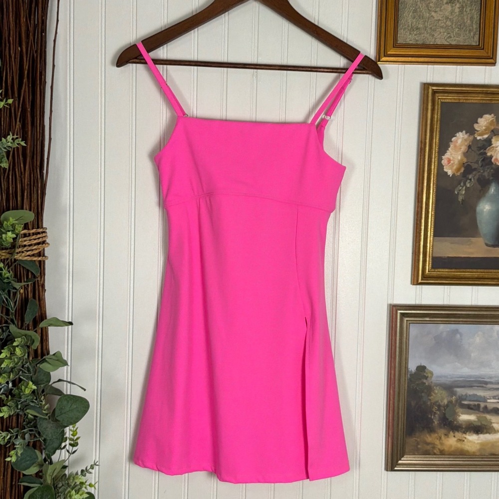O Exercise Dress Women Medium Pink Excellent Mini Cutout Slit